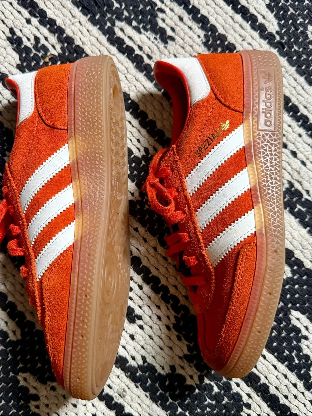 adidas Kids Orange Suede Spezial Sneakers with White Stripes